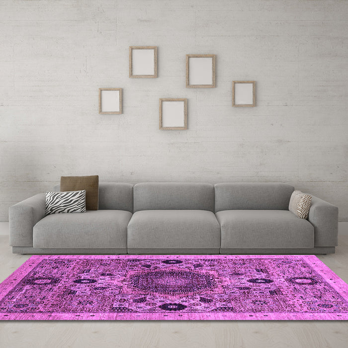 Machine Washable Abstract Purple Modern Area Rugs in a Living Room, wshabs2365pur
