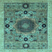 Square Abstract Light Blue Modern Rug, abs2365lblu