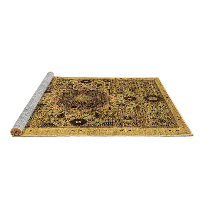 Sideview of Machine Washable Abstract Brown Modern Rug, wshabs2365brn