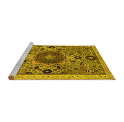 Sideview of Machine Washable Abstract Yellow Modern Rug, wshabs2365yw