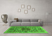 Machine Washable Abstract Green Modern Area Rugs in a Living Room,, wshabs2365grn