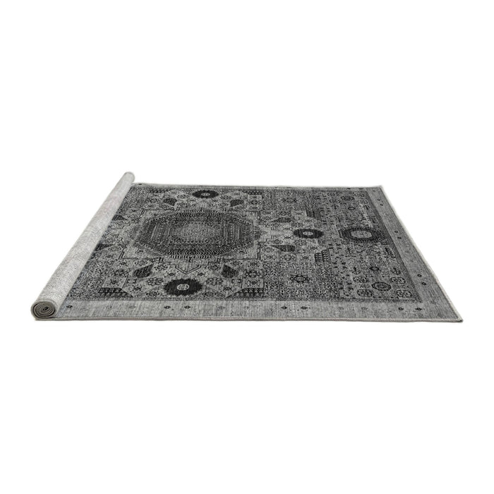 Sideview of Machine Washable Abstract Gray Modern Rug, wshabs2365gry