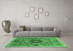 Machine Washable Abstract Emerald Green Modern Area Rugs in a Living Room,, wshabs2365emgrn