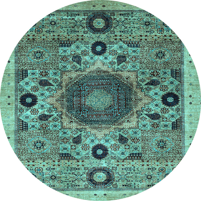 Round Machine Washable Abstract Light Blue Modern Rug, wshabs2365lblu