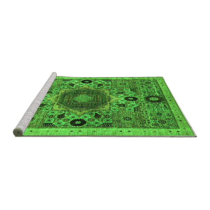 Sideview of Machine Washable Abstract Green Modern Area Rugs, wshabs2365grn