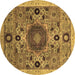 Round Abstract Brown Modern Rug, abs2365brn