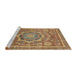 Sideview of Machine Washable Abstract Metallic Gold Rug, wshabs2366