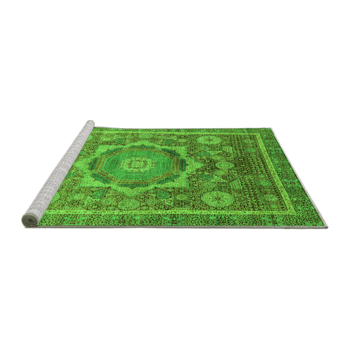 Sideview of Machine Washable Abstract Green Modern Area Rugs, wshabs2366grn