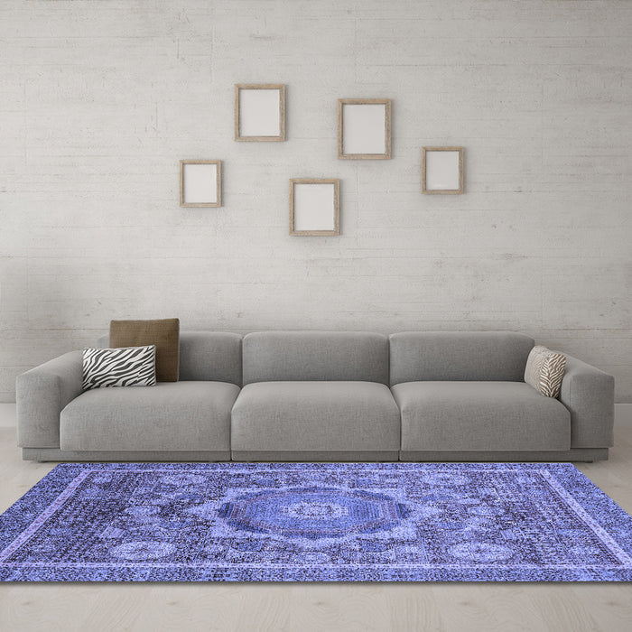 Machine Washable Abstract Blue Modern Rug in a Living Room, wshabs2366blu