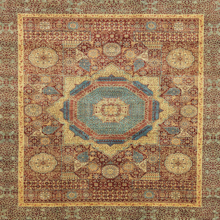 Square Abstract Metallic Gold Modern Rug, abs2366