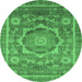 Round Abstract Emerald Green Modern Rug, abs2366emgrn