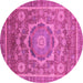 Round Machine Washable Abstract Pink Modern Rug, wshabs2366pnk