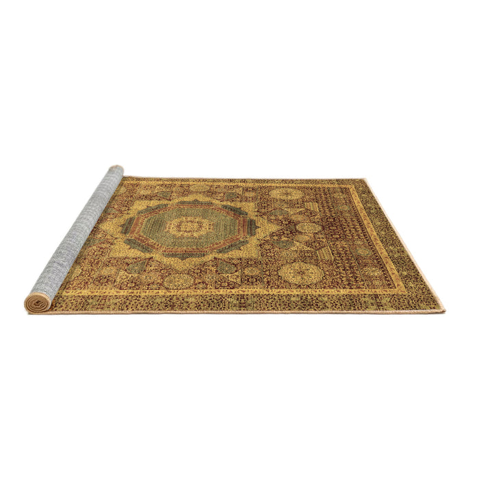Sideview of Machine Washable Abstract Brown Modern Rug, wshabs2366brn