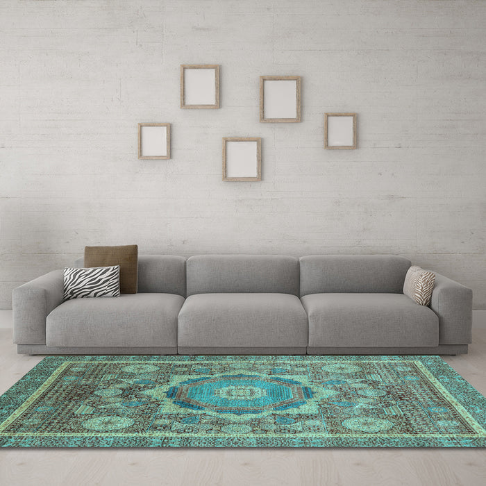 Machine Washable Abstract Light Blue Modern Rug in a Living Room, wshabs2366lblu