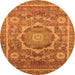 Round Machine Washable Abstract Orange Modern Area Rugs, wshabs2366org