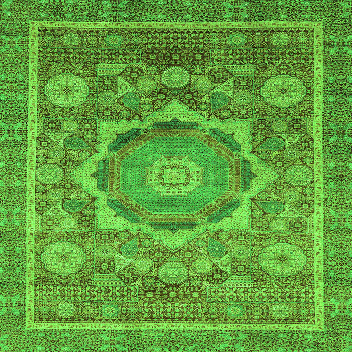 Square Abstract Green Modern Rug, abs2366grn