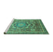 Sideview of Machine Washable Abstract Turquoise Modern Area Rugs, wshabs2366turq