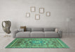 Machine Washable Abstract Turquoise Modern Area Rugs in a Living Room,, wshabs2366turq