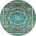 Round Abstract Light Blue Modern Rug, abs2366lblu