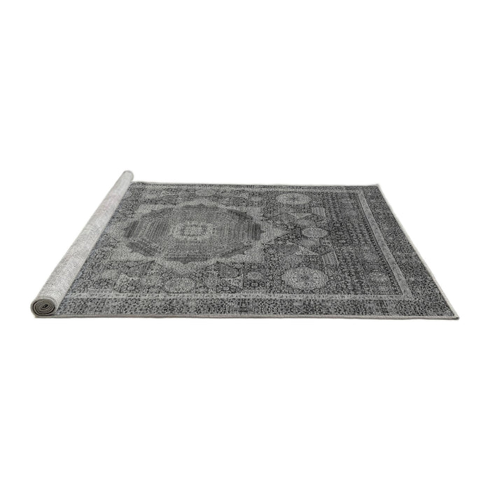 Sideview of Machine Washable Abstract Gray Modern Rug, wshabs2366gry