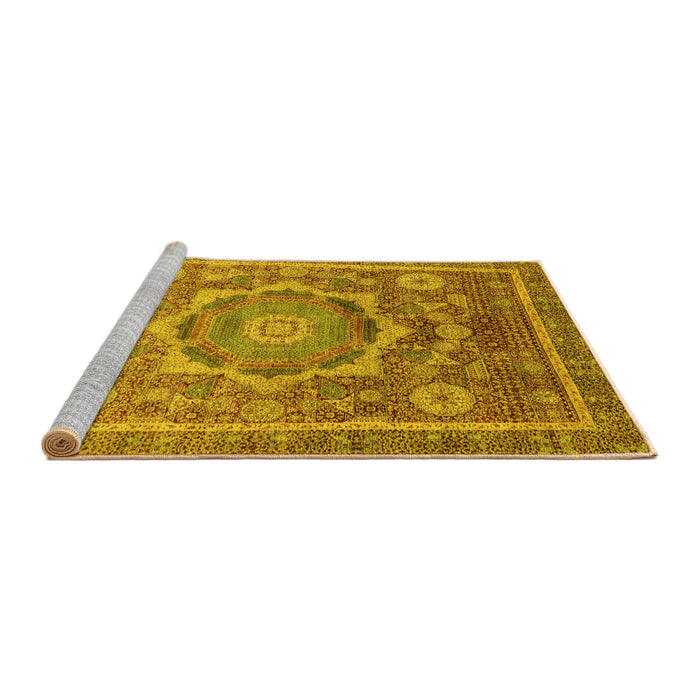 Sideview of Machine Washable Abstract Yellow Modern Rug, wshabs2366yw