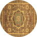 Round Abstract Brown Modern Rug, abs2366brn