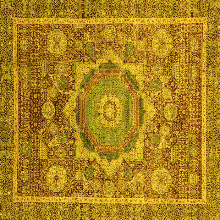 Square Machine Washable Abstract Yellow Modern Rug, wshabs2366yw