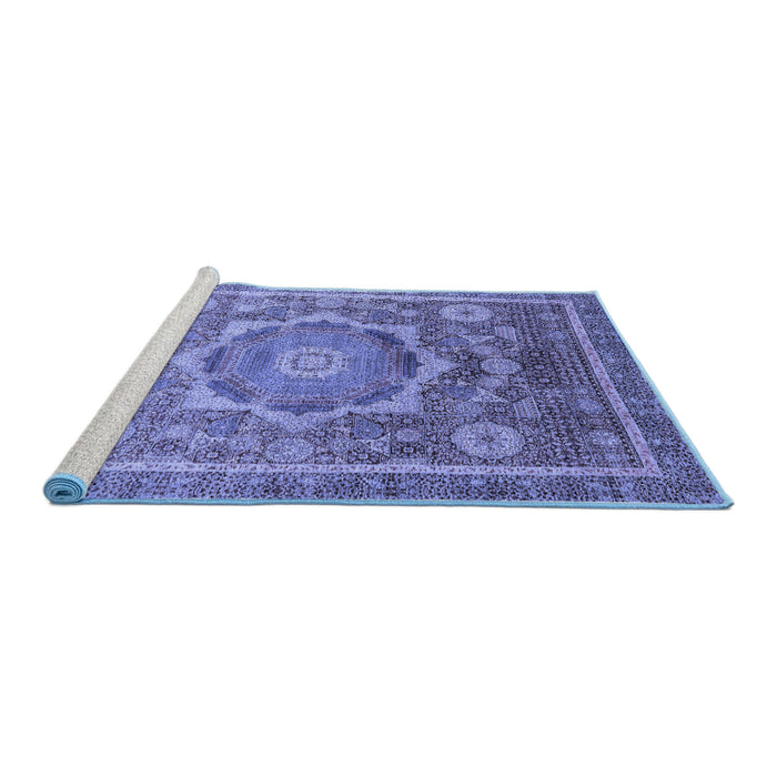 Sideview of Machine Washable Abstract Blue Modern Rug, wshabs2366blu