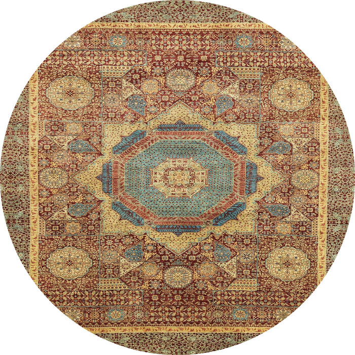 Round Abstract Metallic Gold Modern Rug, abs2366