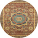 Round Abstract Metallic Gold Modern Rug, abs2366