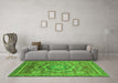 Machine Washable Abstract Green Modern Area Rugs in a Living Room,, wshabs2366grn