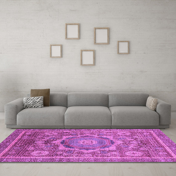 Machine Washable Abstract Purple Modern Area Rugs in a Living Room, wshabs2366pur