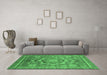 Machine Washable Abstract Emerald Green Modern Area Rugs in a Living Room,, wshabs2366emgrn