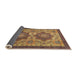 Sideview of Abstract Metallic Gold Modern Rug, abs2367