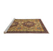 Sideview of Machine Washable Abstract Metallic Gold Rug, wshabs2367