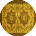 Round Abstract Yellow Modern Rug, abs2367yw