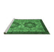 Sideview of Machine Washable Abstract Emerald Green Modern Area Rugs, wshabs2367emgrn