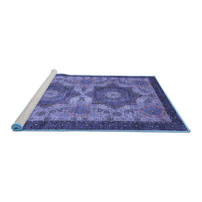 Sideview of Machine Washable Abstract Blue Modern Rug, wshabs2367blu