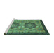 Sideview of Machine Washable Abstract Turquoise Modern Area Rugs, wshabs2367turq