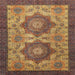 Square Abstract Metallic Gold Modern Rug, abs2367