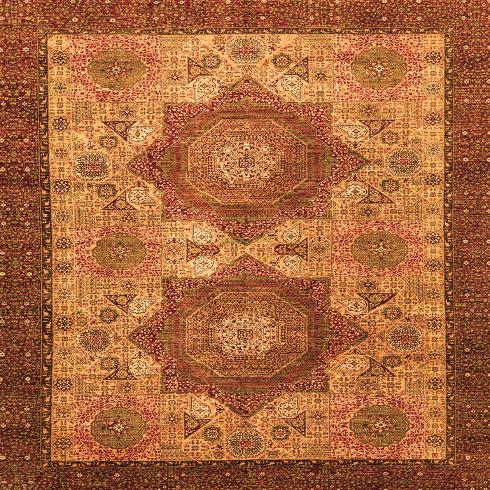 Square Machine Washable Abstract Orange Modern Area Rugs, wshabs2367org