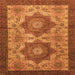 Square Machine Washable Abstract Orange Modern Area Rugs, wshabs2367org