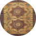 Round Machine Washable Abstract Metallic Gold Rug, wshabs2367