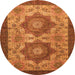 Round Machine Washable Abstract Orange Modern Area Rugs, wshabs2367org