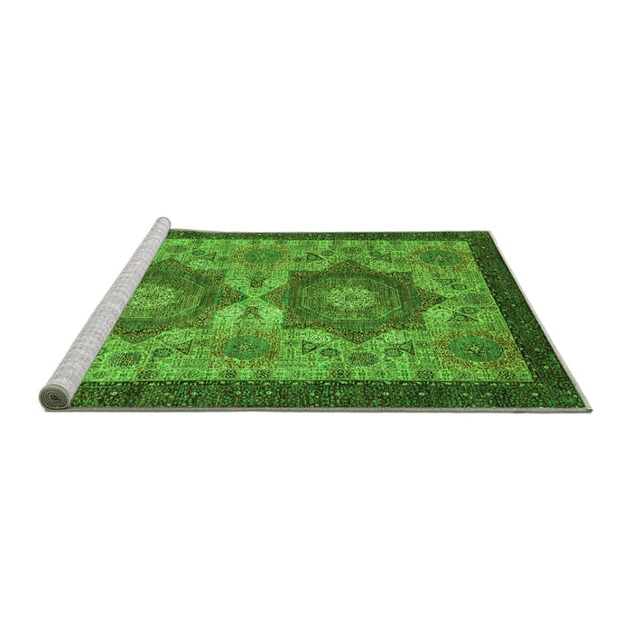 Sideview of Machine Washable Abstract Green Modern Area Rugs, wshabs2367grn