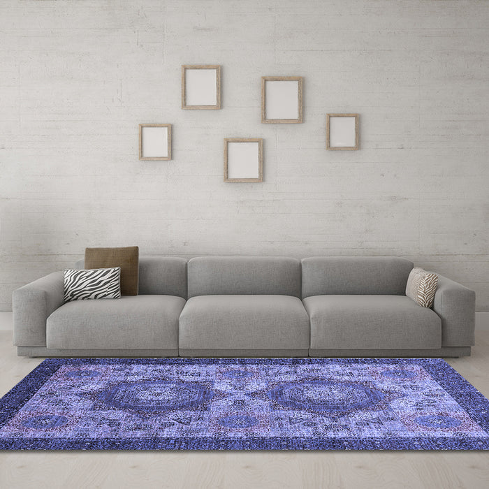 Machine Washable Abstract Blue Modern Rug in a Living Room, wshabs2367blu