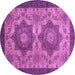 Round Machine Washable Abstract Purple Modern Area Rugs, wshabs2367pur