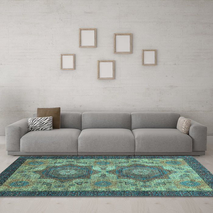 Machine Washable Abstract Light Blue Modern Rug in a Living Room, wshabs2367lblu
