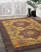 Machine Washable Abstract Metallic Gold Rug in a Family Room, wshabs2367