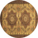 Round Machine Washable Abstract Brown Modern Rug, wshabs2367brn